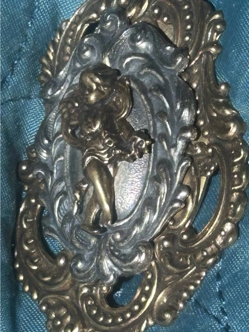 Two-Tone Cherub Statement Brooch in Gold and Dark Silver Victorian Style